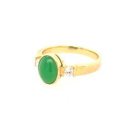 Pre Owned 18ct Jade and Diamond RIng ZX96